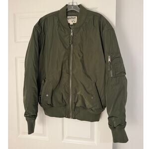 AeroPOSTALE Men’s Flight Bomber Jacket Green Size Large L Zip Military Style